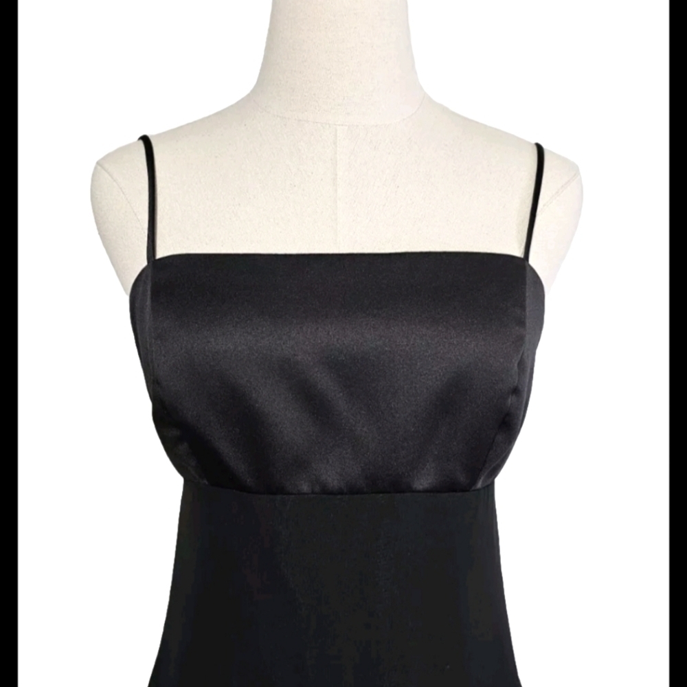 Alfred Angelo Sz 8 Black Satin Formal Evening Party Cocktail Elegant Maxi Dress - Picture 2 of 13